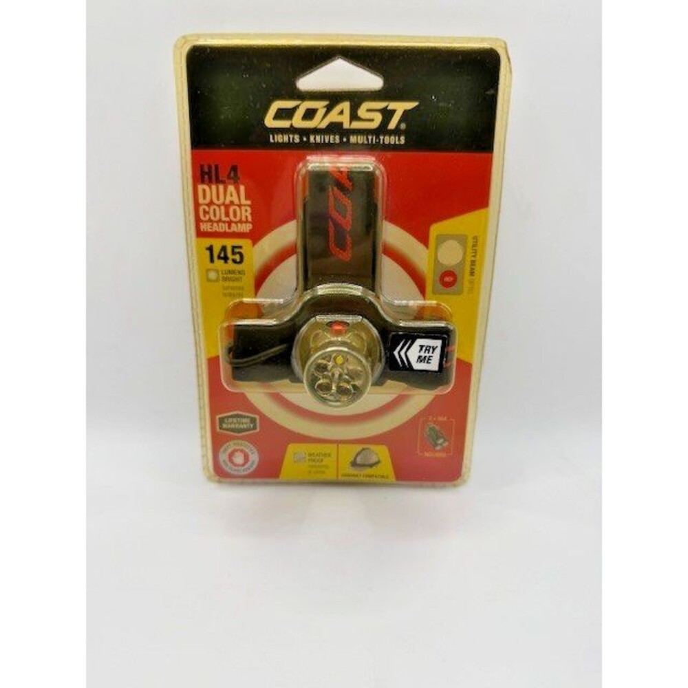 Coast HL4 Dual Color LED Headlamp 145 Lumens Red White Light Weatherproof New